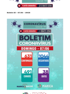 Boletim Corinavírus de 07/06/2020