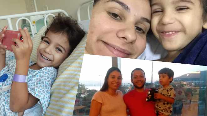 Miguel, mamãe Leydiane da Silva Santos e papai Ericson