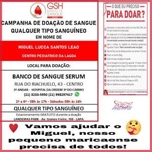 doação de sangue para nosso Miguel