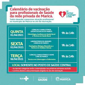 Calendário de vacinação área saúde