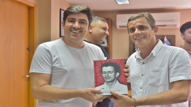 Prefeito Fabiano Horta recebe humorista Marcelo Adnet