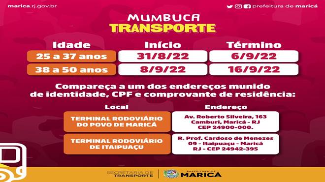 Prefeitura inicia segunda etapa de cadastramento do programa Mumbuca Transporte