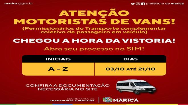 Maricá inicia vistoria das vans que fazem transporte coletivo de passageiros