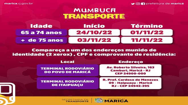 Prefeitura de Maricá faz nova convocação para cadastro no Mumbuca Transporte