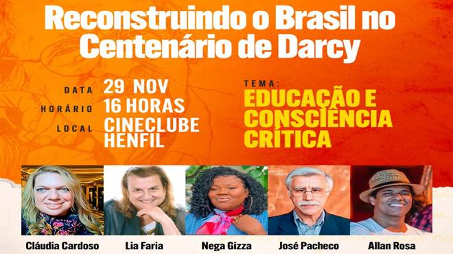 Segunda edição da série de webnários da Codemar, que marca o centenário de Darcy Ribeiro em Maricá, será sobre “Educação e Consciência Crítica”