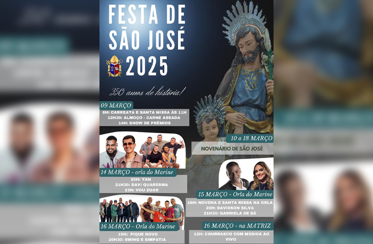 Festa de São José em Maricá tem missas, shows e gastronomia de 09 a 19/03