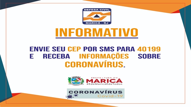 Orientações por SMS sobre o Covid-19 enviados pela Defesa Civil