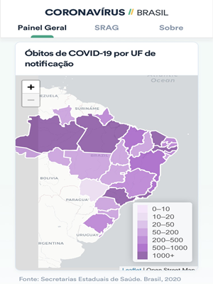 Óbitos de Covid-19 por UF de notificação 29/05/2020