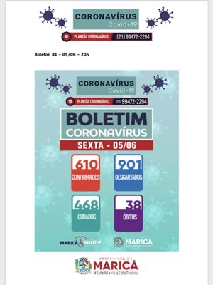 Boletim coronavirus de 05/06/2020