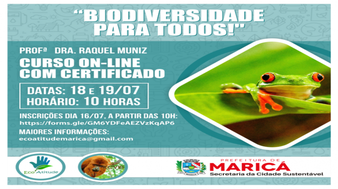 Prefeitura promove curso online “Biodiversidade Para Todos”