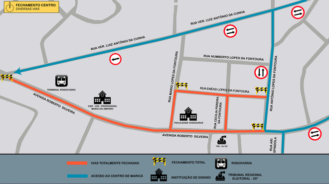 Eleição interdita ruas no Centro de Maricá