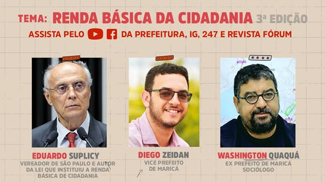 Diego Zeidan, Quaquá e Suplicy debatem Renda Básica de Cidadania nesta quinta