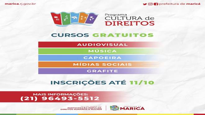 Maricá abre inscrições para diversas oficinas gratuitas