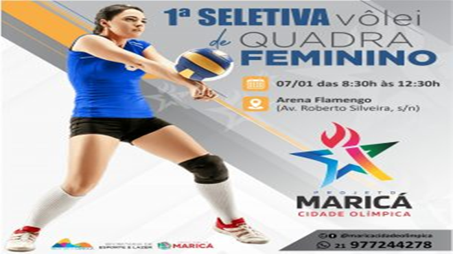 Primeira seletiva do vôlei de quadra feminino do projeto Maricá Cidade Olímpica acontece neste sábado (07/01)