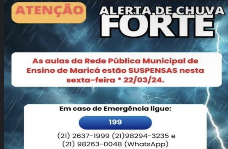Prefeitura de Maricá suspende aulas das escolas municipais nesta sexta-feira (22/03)
