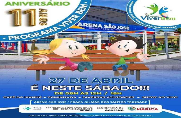 Maricá celebra 11 anos do programa Viver Bem no próximo sábado (27/04)