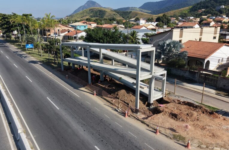 Maricá, RJ-106, passarela, Retiro, Somar, segurança viária, Rodovia Amaral Peixoto, obras, mobilidade urbana, infraestrutura
