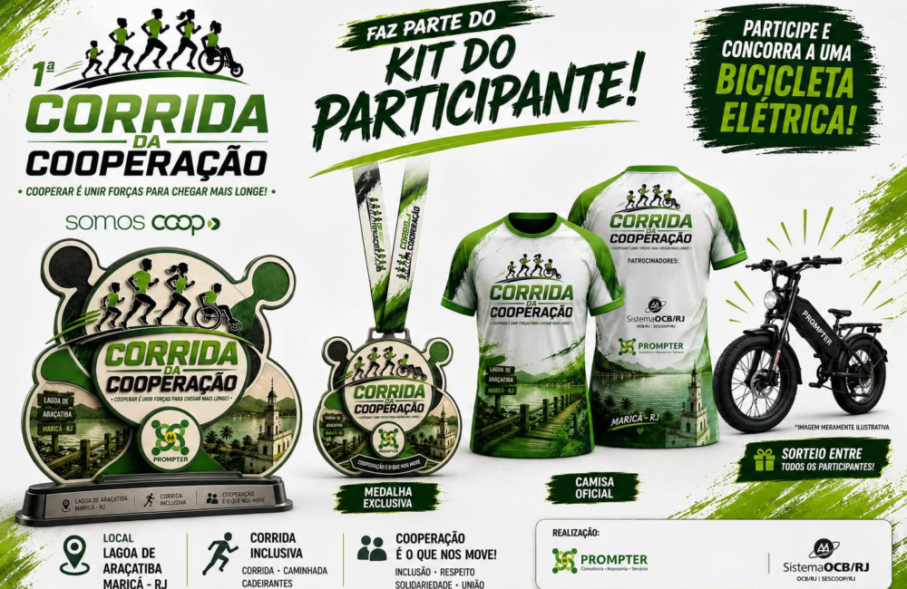 Corrida da Cooperação, Maricá, Araçatiba, corrida 5 km, caminhada 2,5 km, Corrida Kids, esporte, inclusão, PROMPTER-COOP, eventos em Maricá, M1newsTV, M1NewsMaricáNoticias