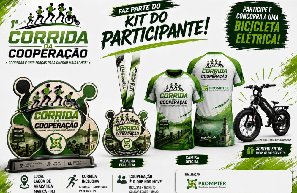 Corrida da Cooperação, Maricá, Araçatiba, corrida 5 km, caminhada 2,5 km, Corrida Kids, esporte, inclusão, PROMPTER-COOP, eventos em Maricá, M1newsTV, M1NewsMaricáNoticias