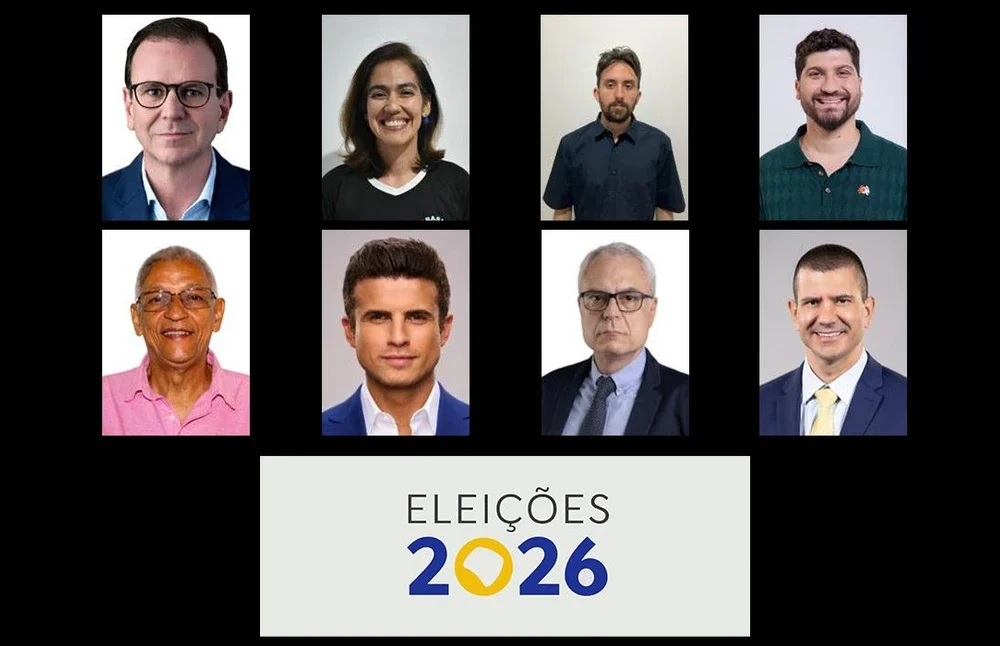 Foto que mostra os nomes e partidos dos nove candidatos à governador do Rio de Janeiro