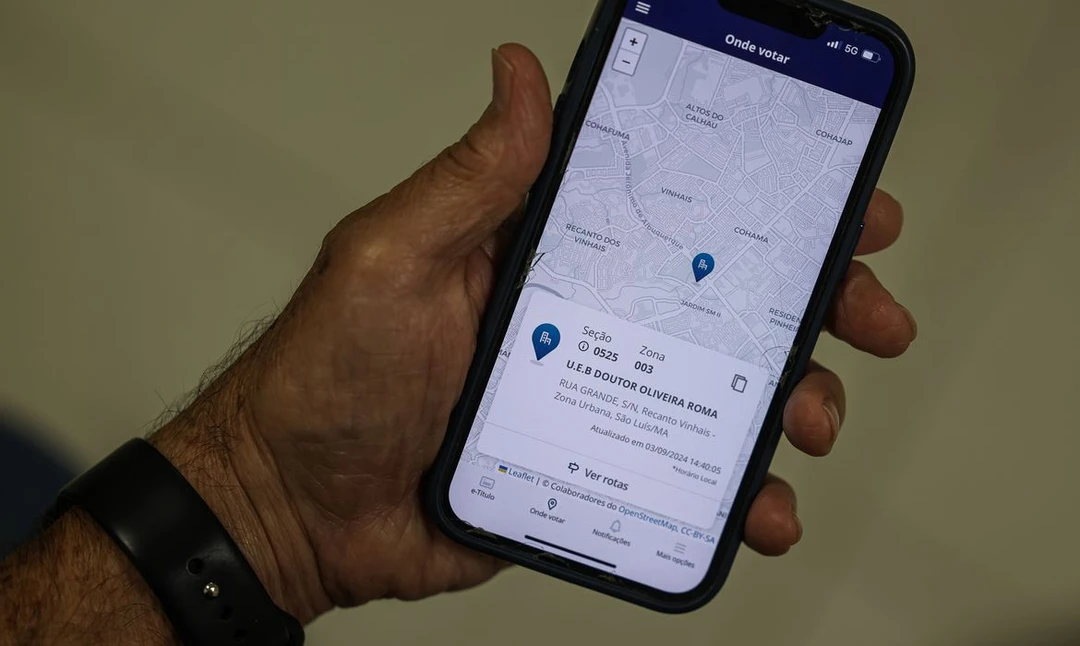 Tela do aplicativo e‑Título exibindo a opção Onde votar para consultar o local de votação