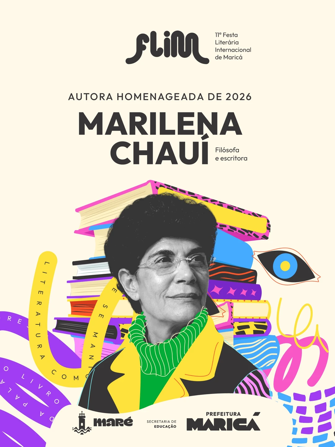 Abertura da FLIM 2026 na Orla do Parque Nanci, Maricá, com homenagem virtual à filósofa Marilena Chauí