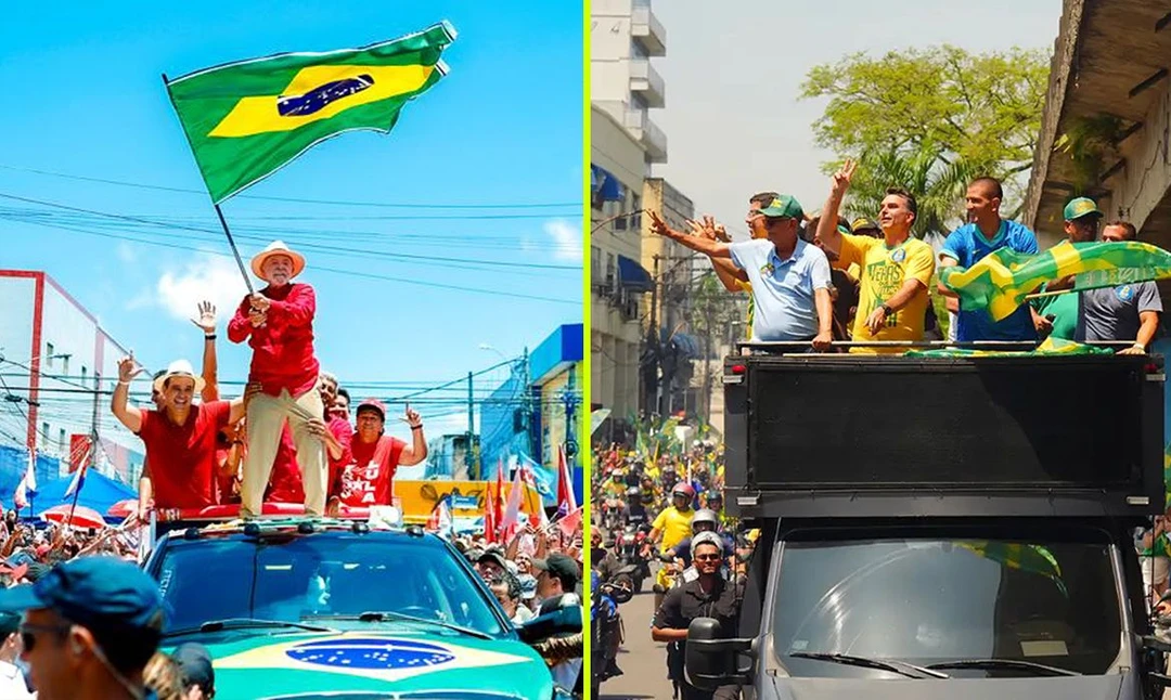 Lula discursando em comício lotado no centro de Natal, Rio Grande do Norte